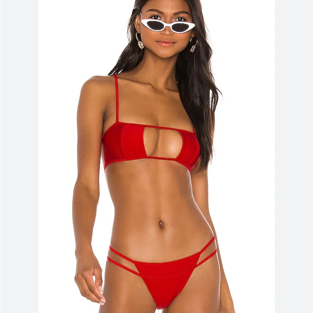 Lovewave red strappy swimsuit set